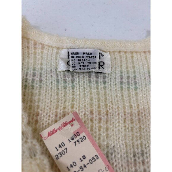 VTG Koret NEW Cream Pastel Knit Sweater Vest Women XL Rainbow Stripes Grannycore - Picture 9 of 9